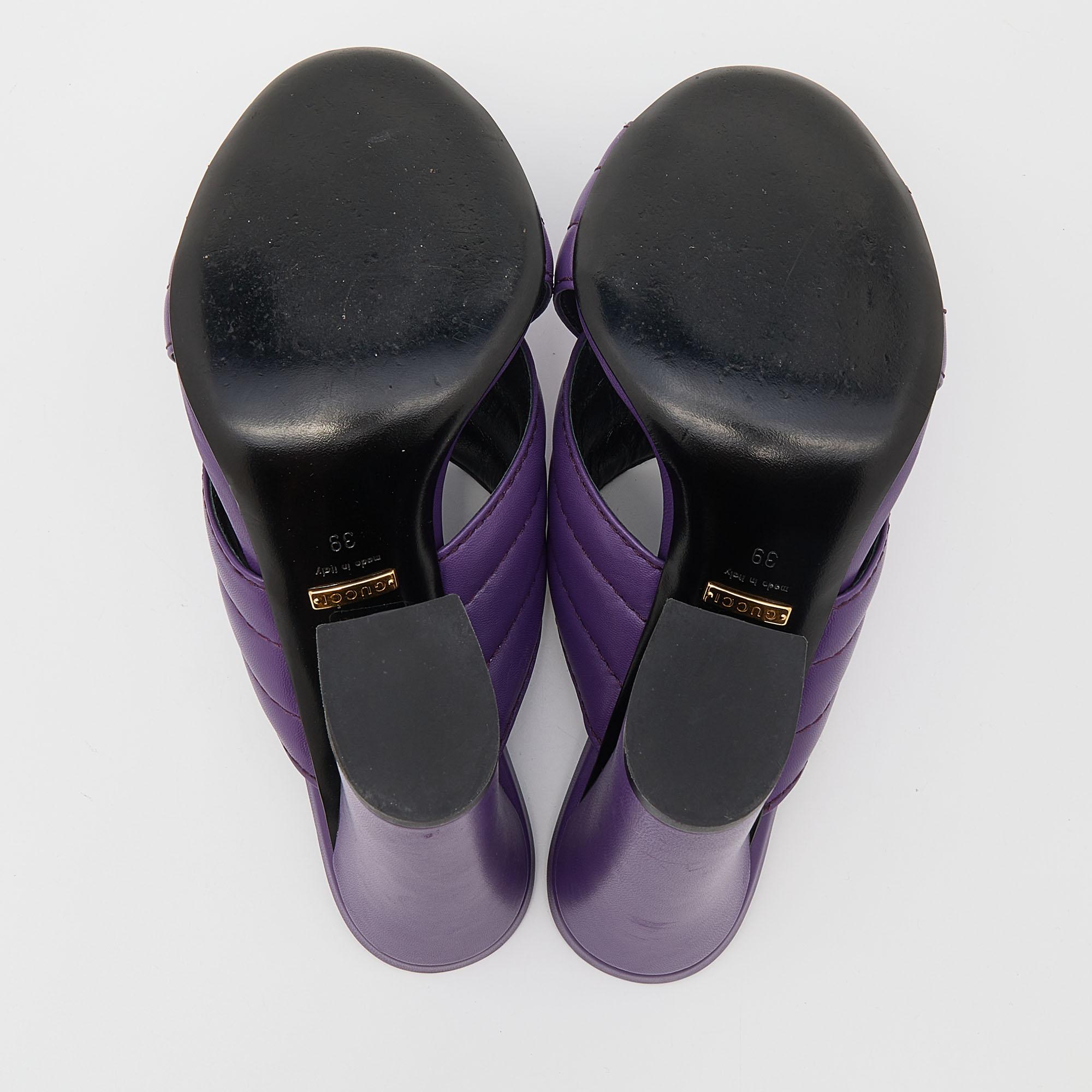 Gucci Purple Leather Crisscross Sandals Size 39 2