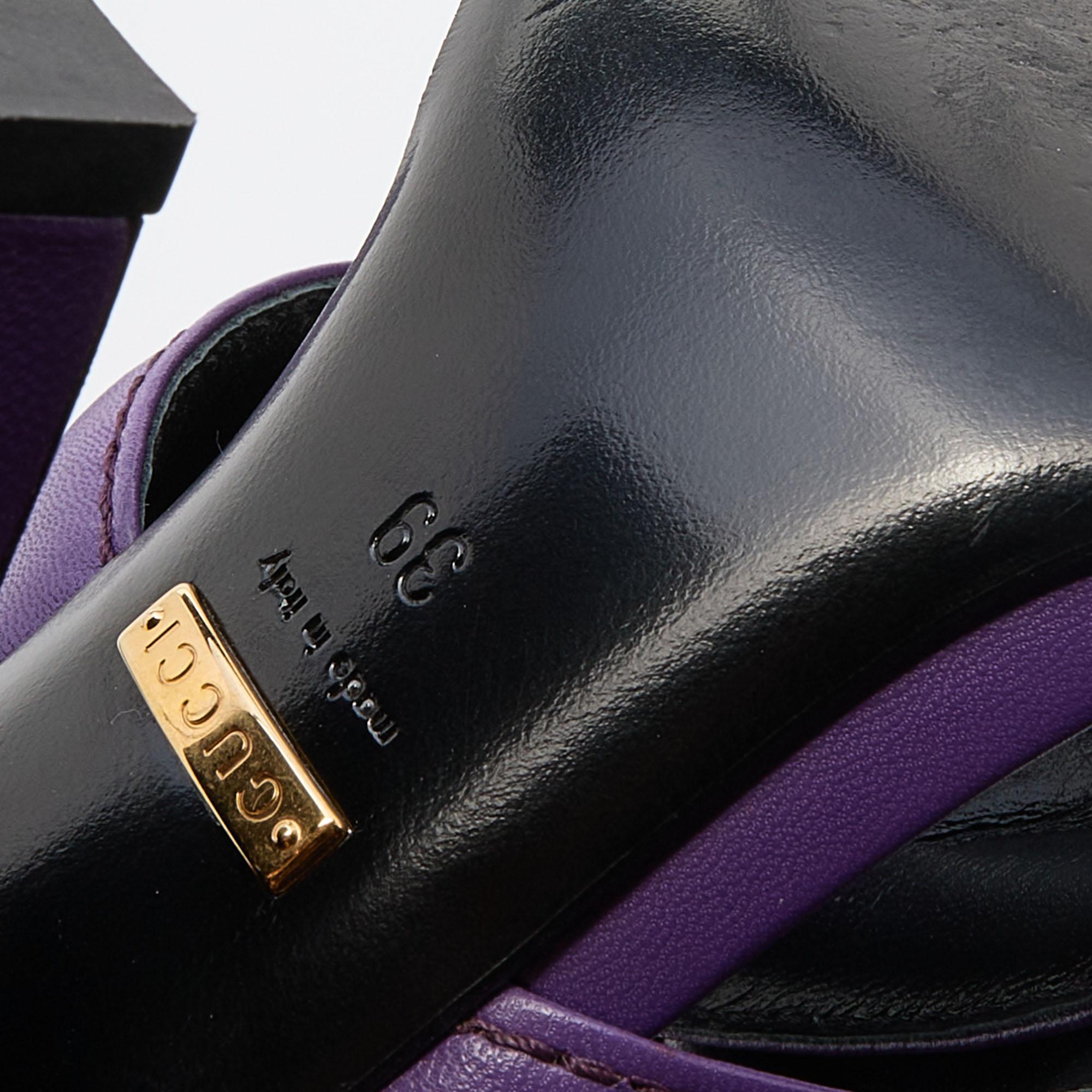 Gucci Purple Leather Crisscross Sandals Size 39 3