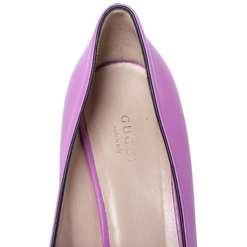 Gucci Purple Leather GG Marmont Fringe Block Heel Pumps Size 40 In Good Condition In Dubai, Al Qouz 2