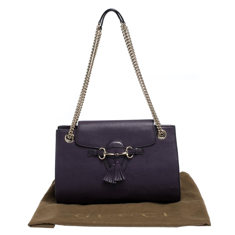 Gucci Purple Leather Large Emily Chain Shoulder Bag 6