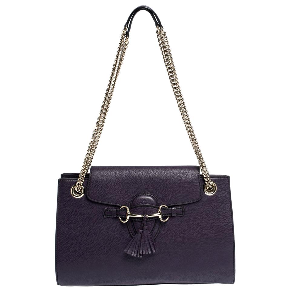 Gucci Purple Leather Large Emily Chain Shoulder Bag