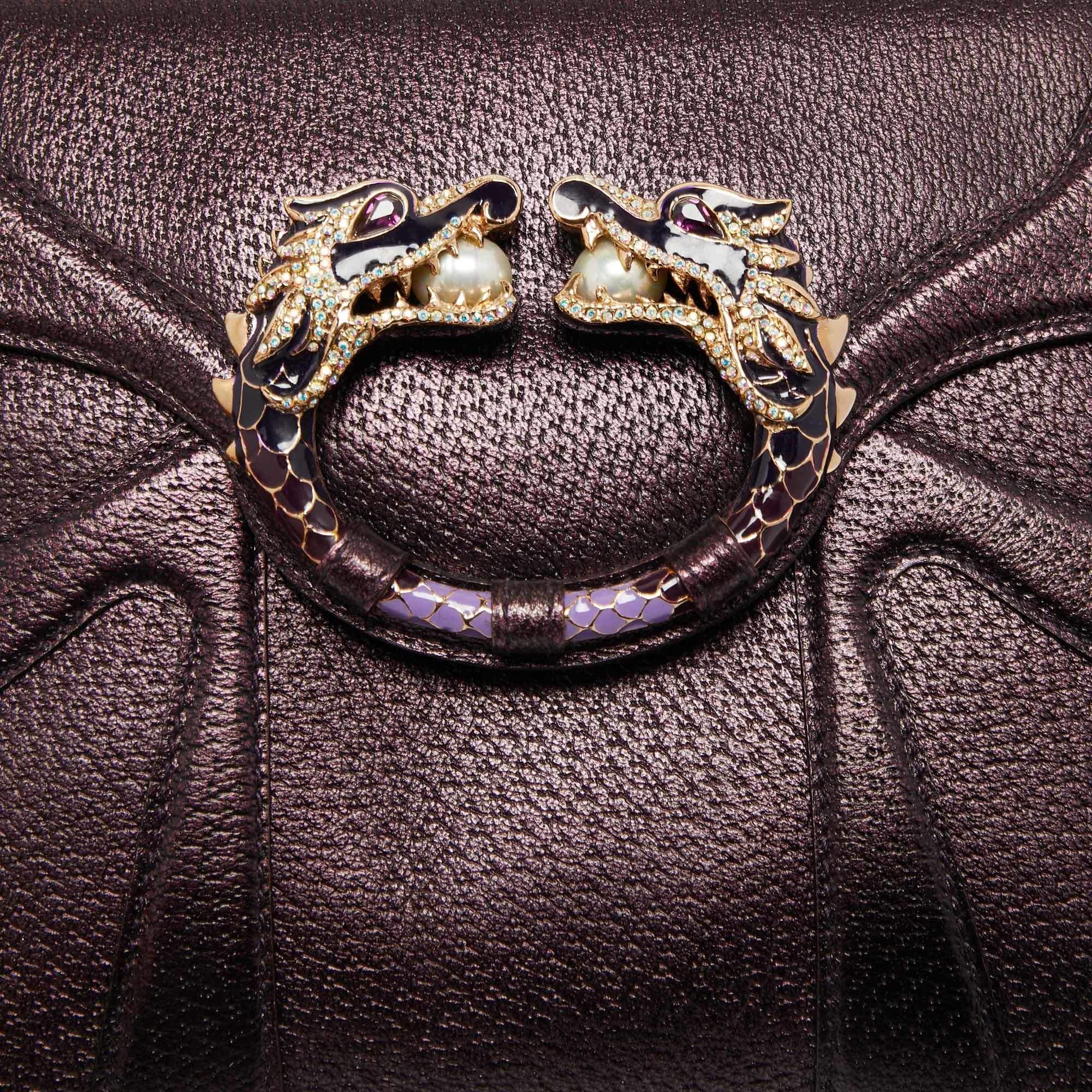 Gucci Purple Leather Limited Edition Tom Ford Dragon Shoulder Bag 6