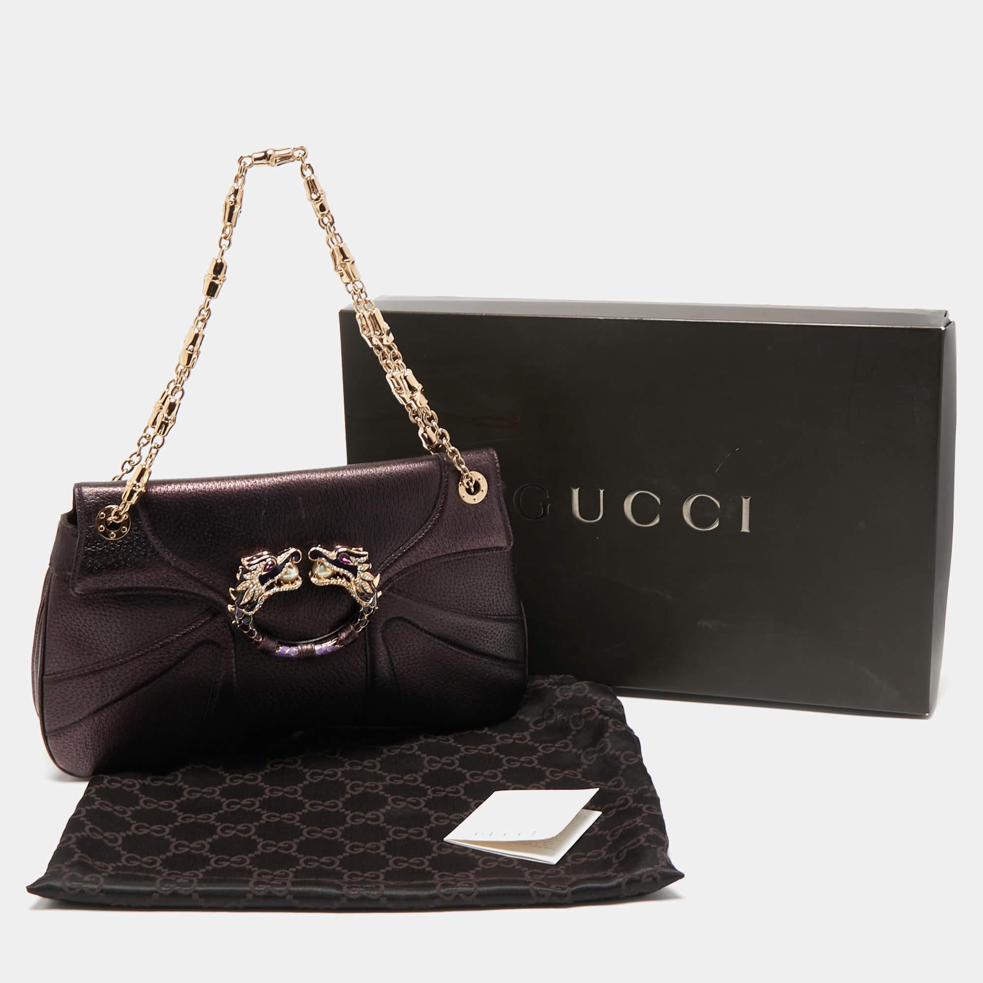 Gucci Purple Leather Limited Edition Tom Ford Dragon Shoulder Bag 3