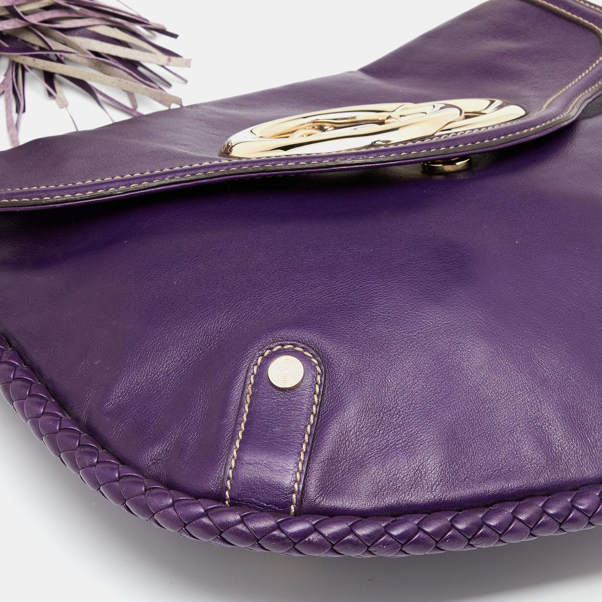 Gucci Purple Leather Medium Britt Shoulder Bag 5