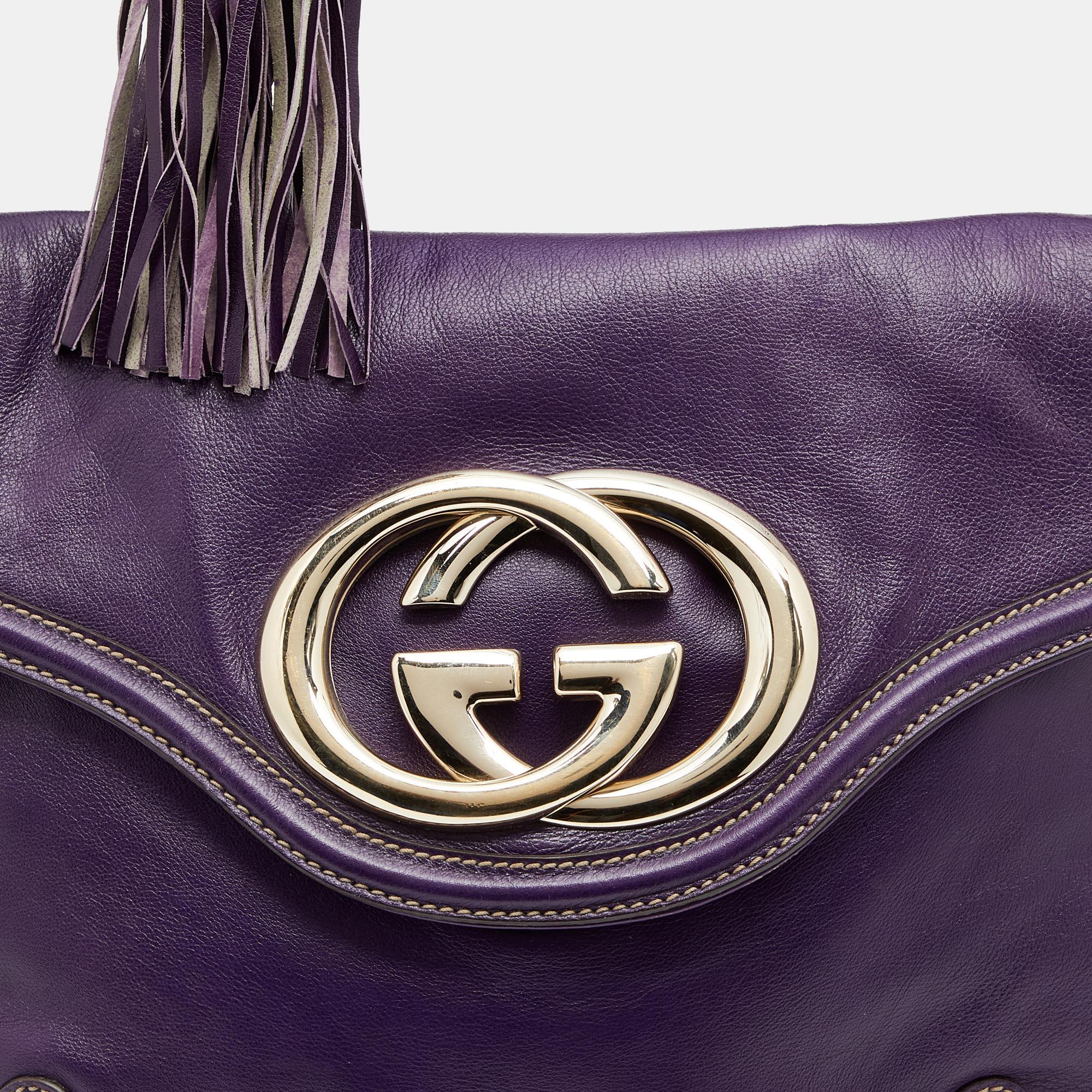 Gucci Purple Leather Medium Britt Shoulder Bag 6