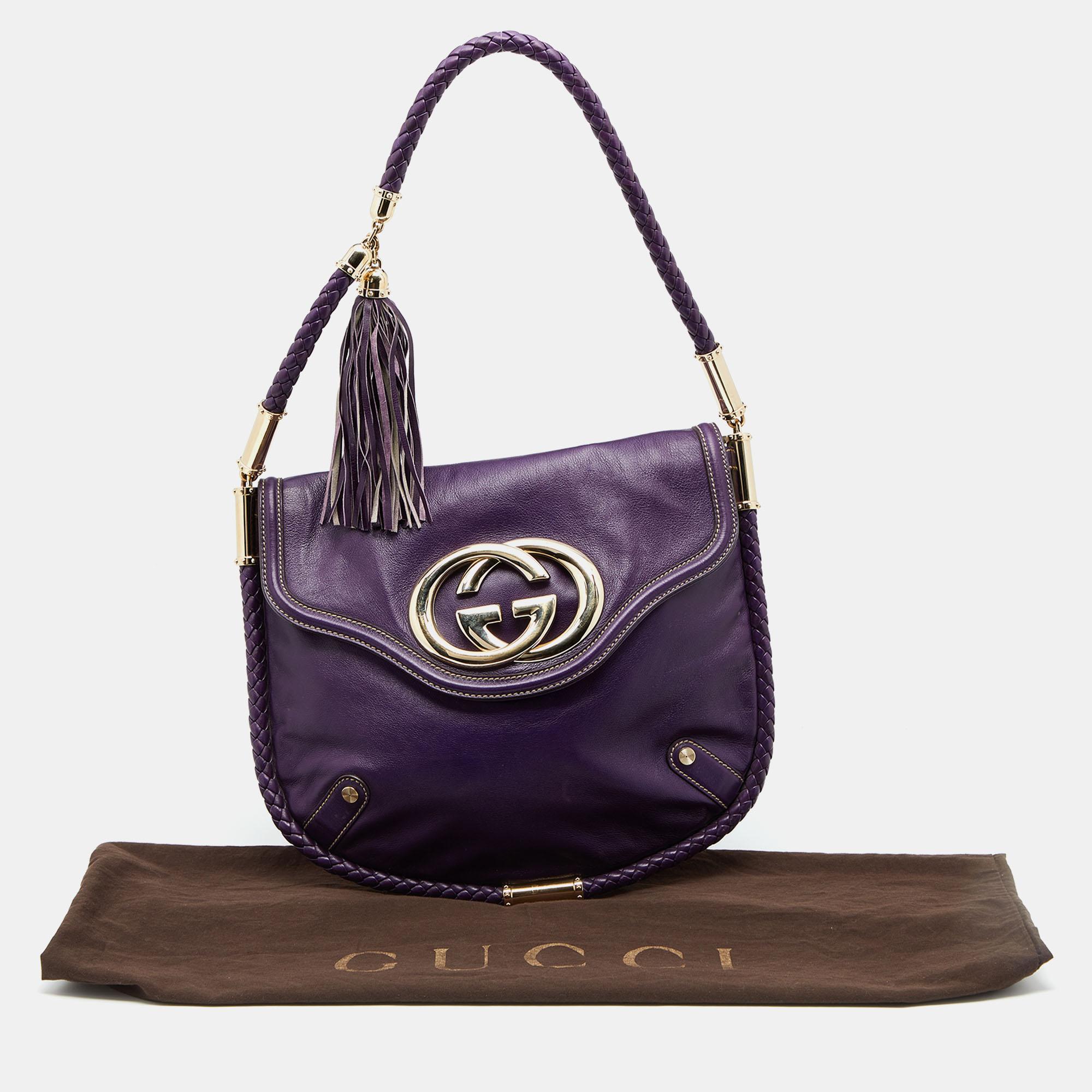 Gucci Purple Leather Medium Britt Shoulder Bag 7