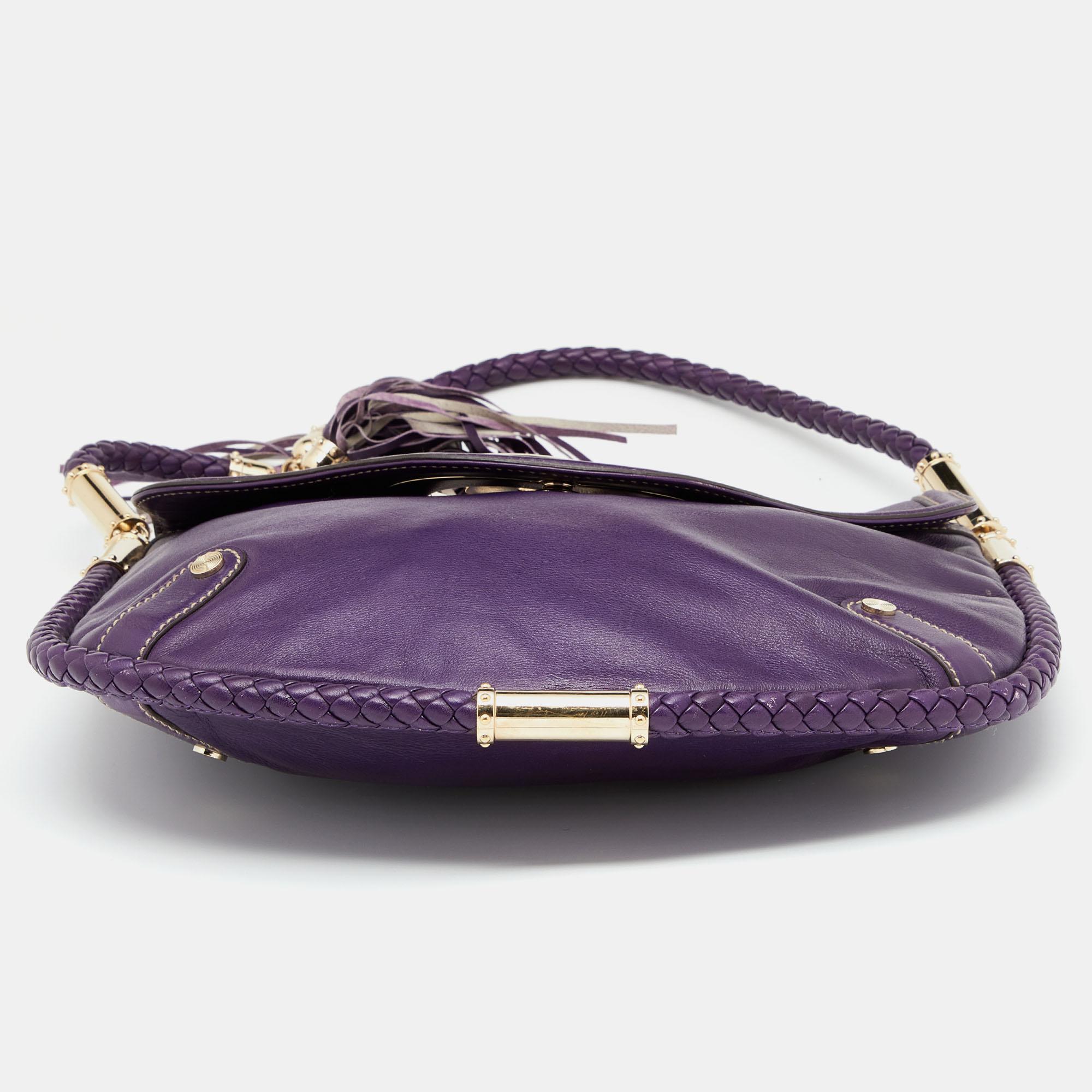Women's Gucci Purple Leather Medium Britt Shoulder Bag