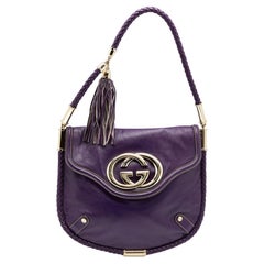 Gucci Purple Leather Medium Britt Shoulder Bag