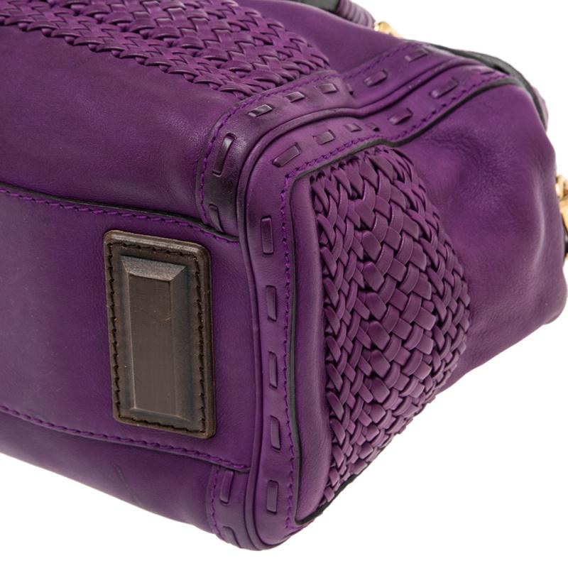 Women's Gucci Purple Leather Medium Handmade Top Handle Satchel