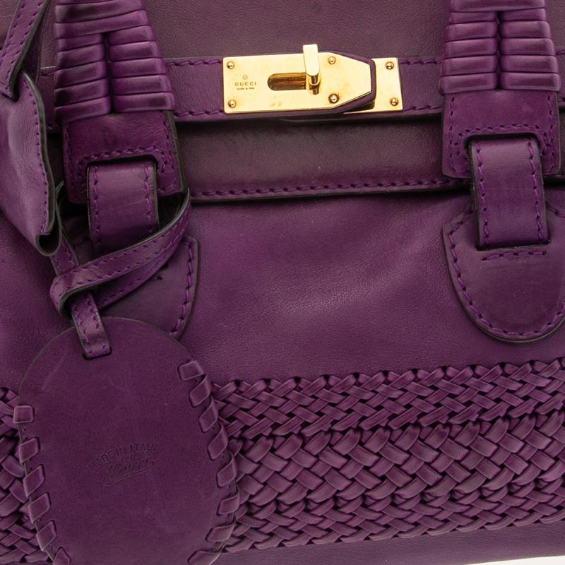 Gucci Purple Leather Medium Handmade Top Handle Satchel 1