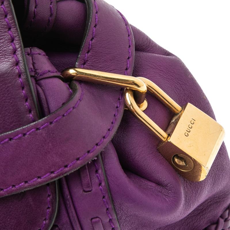 Gucci Purple Leather Medium Handmade Top Handle Satchel 2