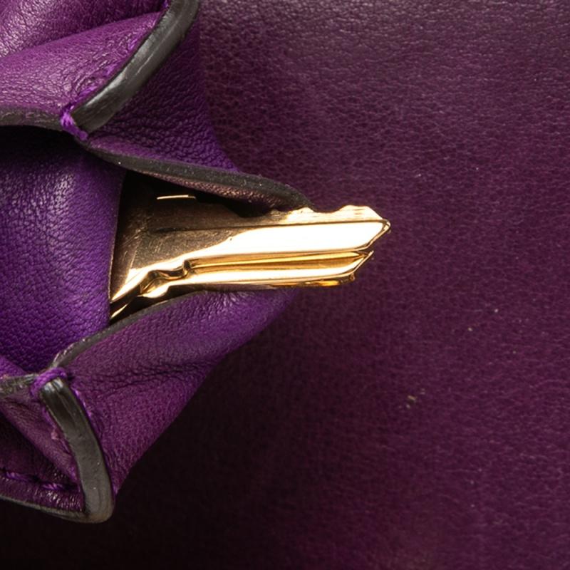 Gucci Purple Leather Medium Handmade Top Handle Satchel 3