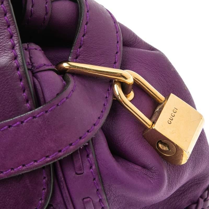 Gucci Purple Leather Medium Handmade Top Handle Satchel 5