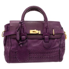 Gucci Purple Leather Medium Handmade Top Handle Satchel