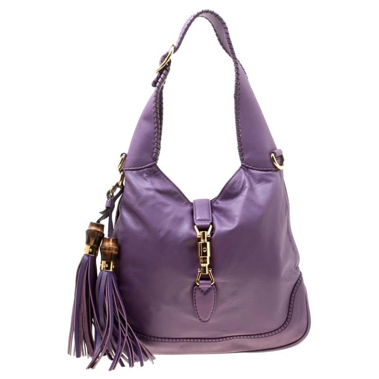 Gucci Purple Leather Medium New Jackie Shoulder Bag For Sale at 1stDibs