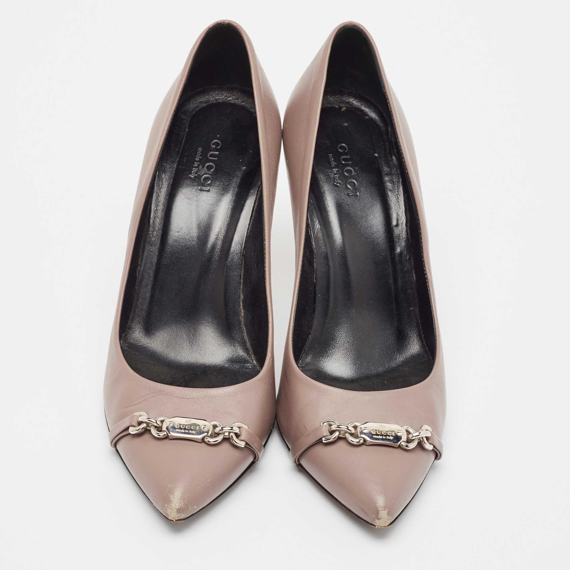 Brown Gucci Purple Leather Molaita Pumps Size 37 For Sale