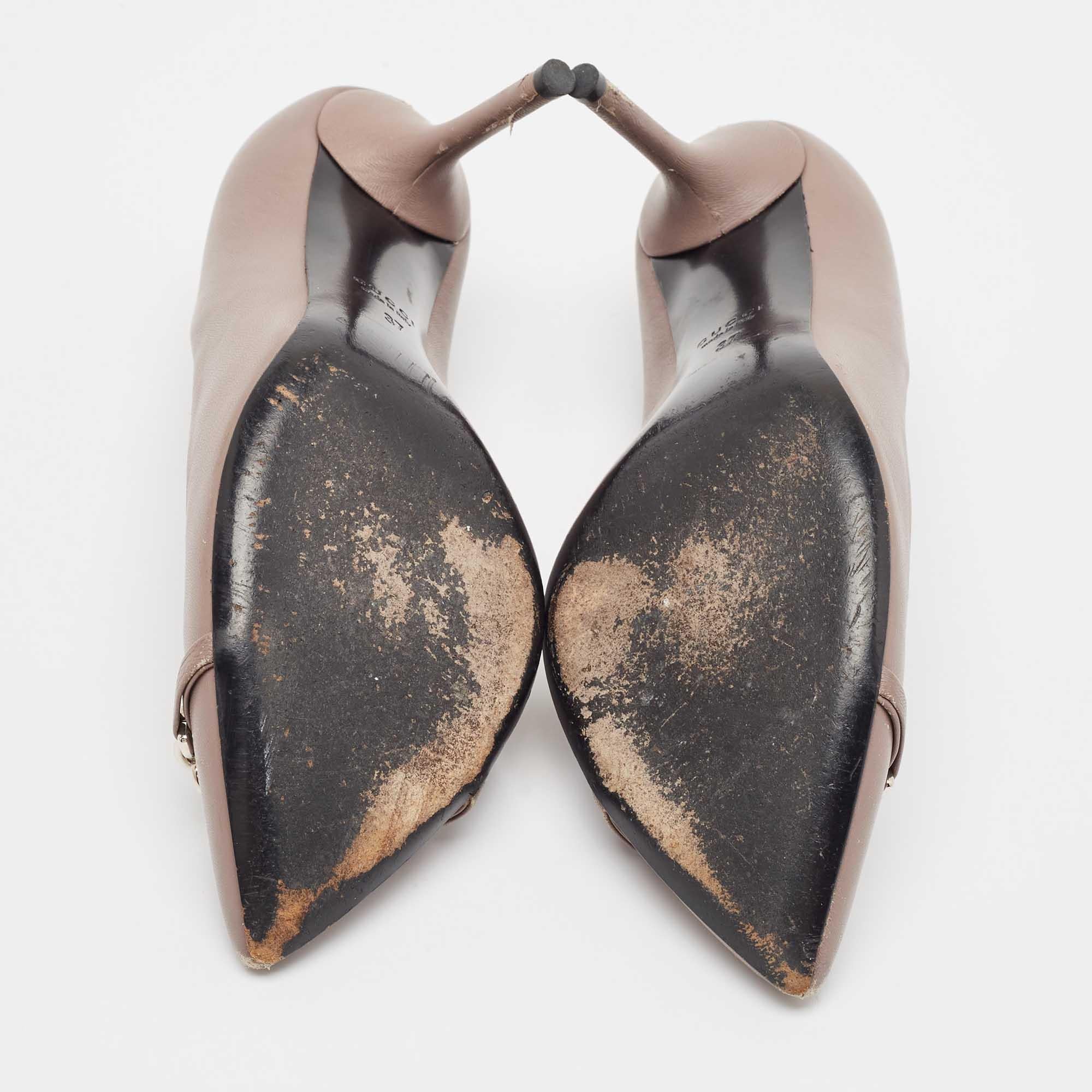 Gucci Purple Leather Molaita Pumps Size 37 For Sale 1