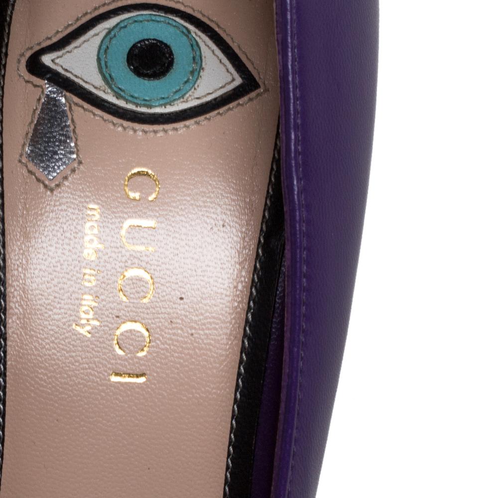 Gucci lila Leder Molina Herz T Strap Pumps Größe 37 1