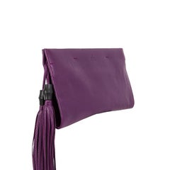 GUCCI purple leather NOUVEAU BAMBOO TASSEL Clutch Bag