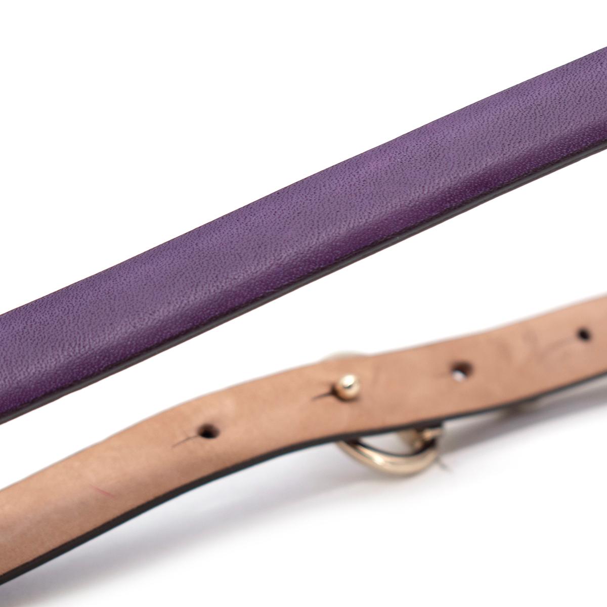 Gucci Purple Leather Pale Gold-Tone Horsebit Belt 85/34 In Excellent Condition For Sale In London, GB