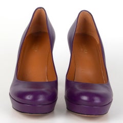 GUCCI purple leather Platform Pumps Shoes 35.5