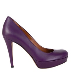 GUCCI purple leather Platform Pumps Shoes 35.5