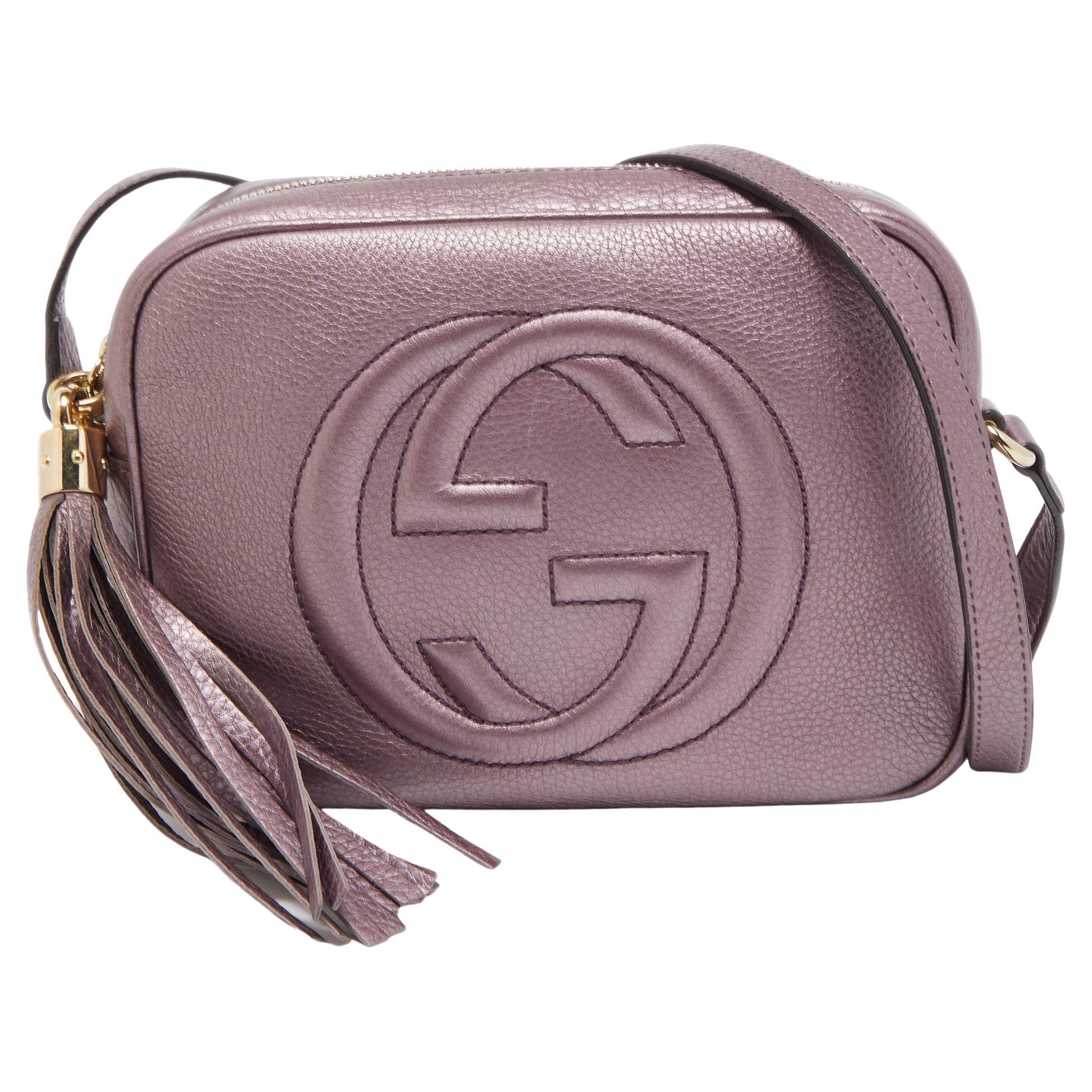 Gucci Purple Leather Small Soho Disco Crossbody Bag For Sale at 1stDibs