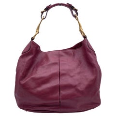 Gucci Purple Leather Soft Icon Horsebit Hobo Shoulder Bag Tote