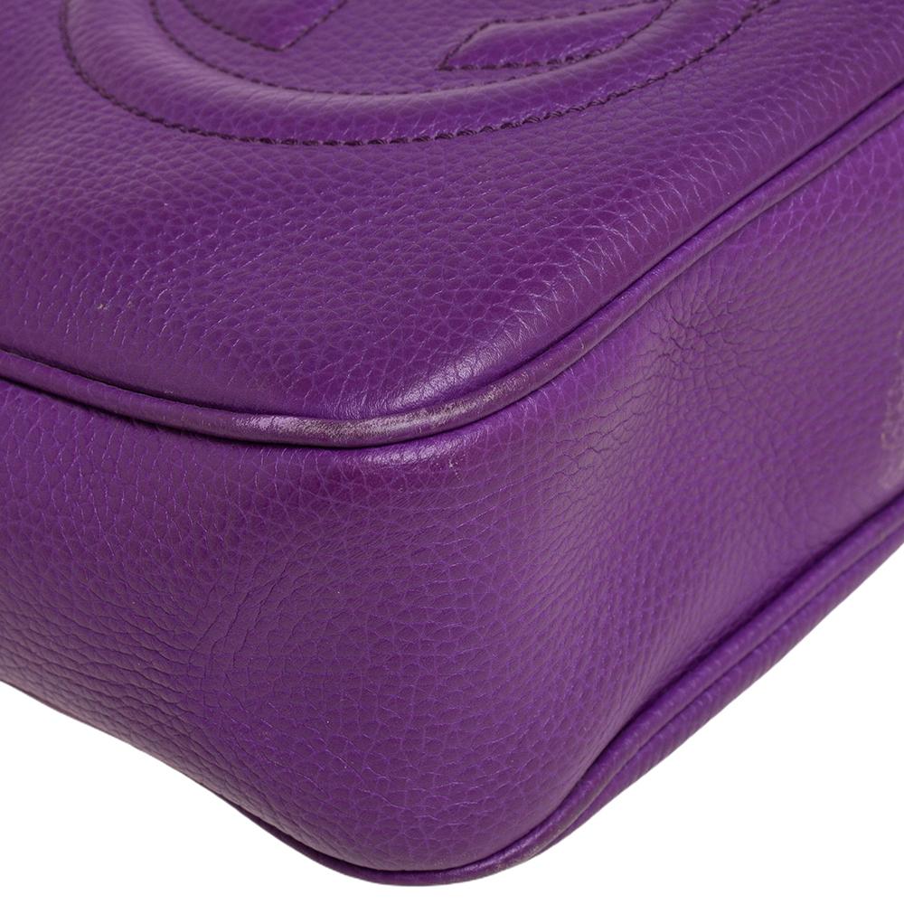 Gucci Purple Leather Soho Disco Crossbody Bag In Good Condition In Dubai, Al Qouz 2
