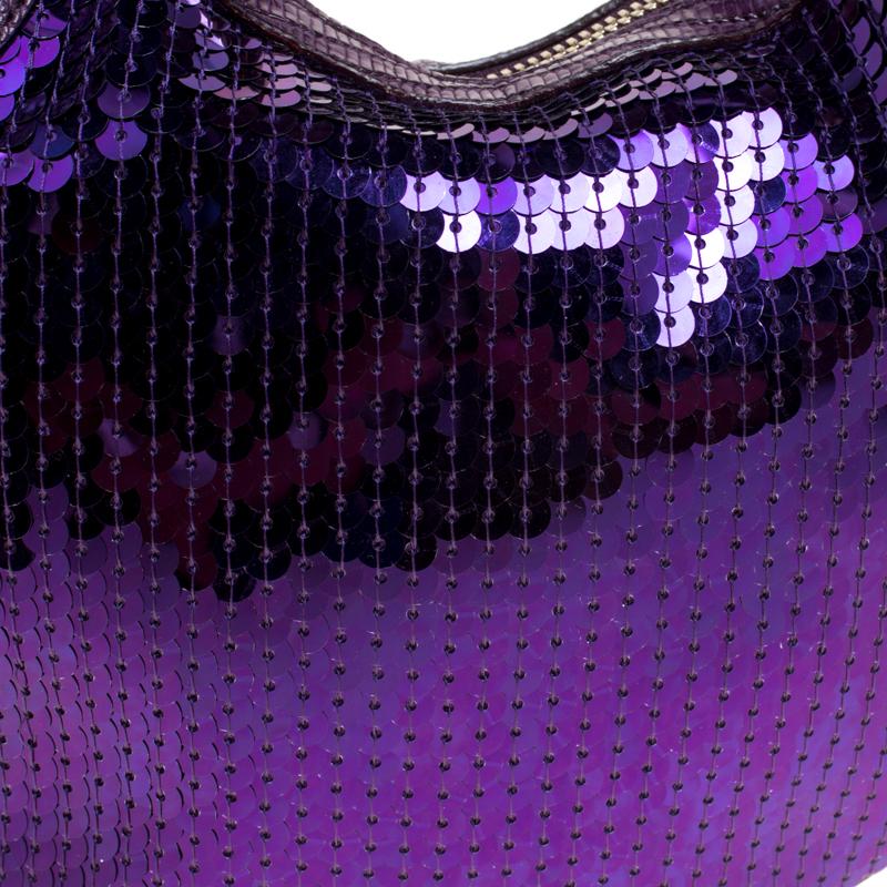 Gucci Purple Lizard Skin and Sequin Hobo 6