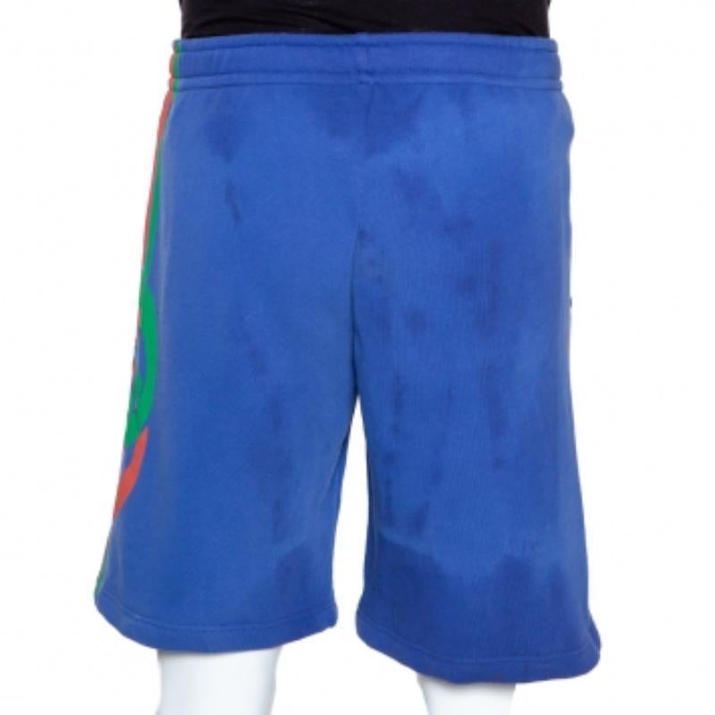 Gucci Purple Logo Print Cotton Washed Effect Shorts S (Blau) im Angebot
