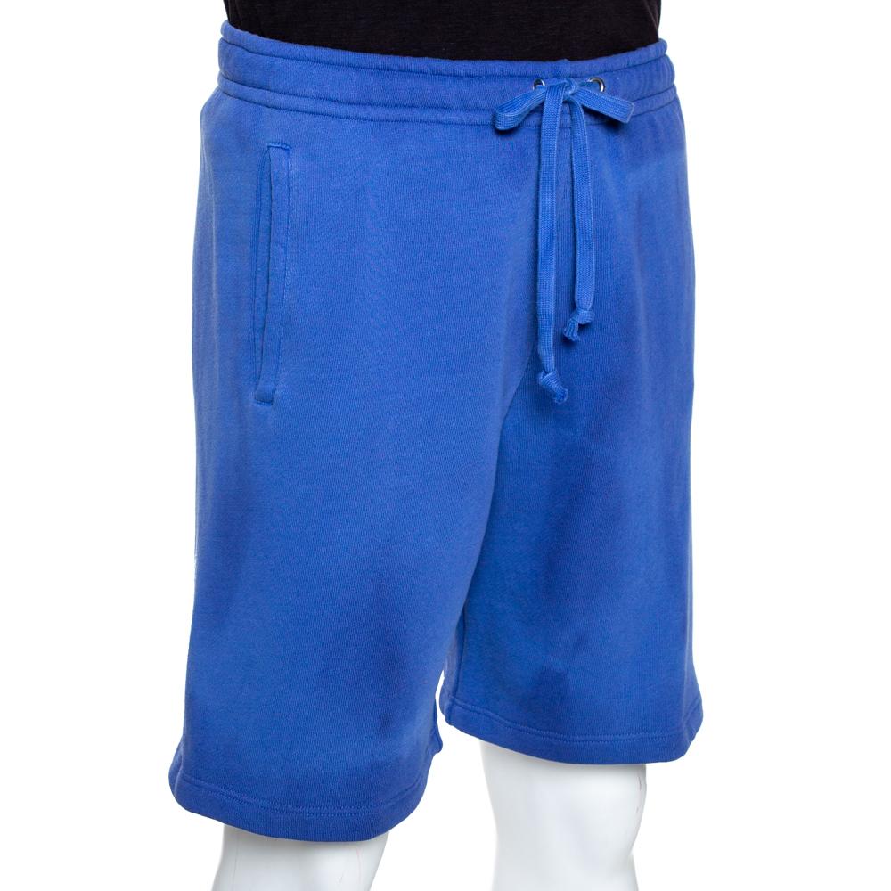 Shorts mit lila Logodruck aus Baumwolle, gewaschen, S (Blau) im Angebot