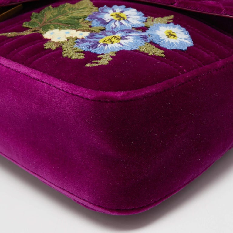 Gucci Purple Love Embroidered Matelassé Velvet Medium GG Marmont Shoulder  Bag at 1stDibs