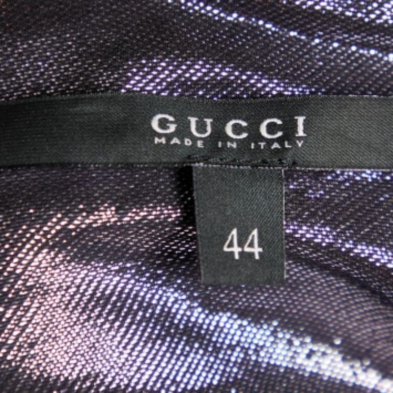 Women's Gucci Purple Lurex Silk Button Front Shirt M For Sale