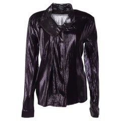Gucci Purple Lurex Silk Button Front Shirt M