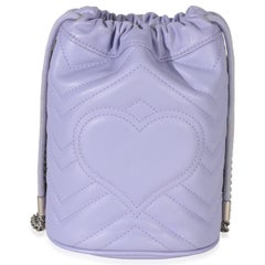 Gucci Purple Matelasse Calfskin Mini GG Marmont 2.0 Bucket Bag