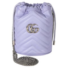 Gucci Purple Matelasse Calfskin Mini GG Marmont 2.0 Bucket Bag