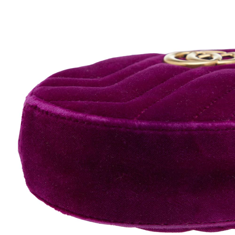 Gucci Purple Matelassé Velvet GG Marmont Belt Bag 6