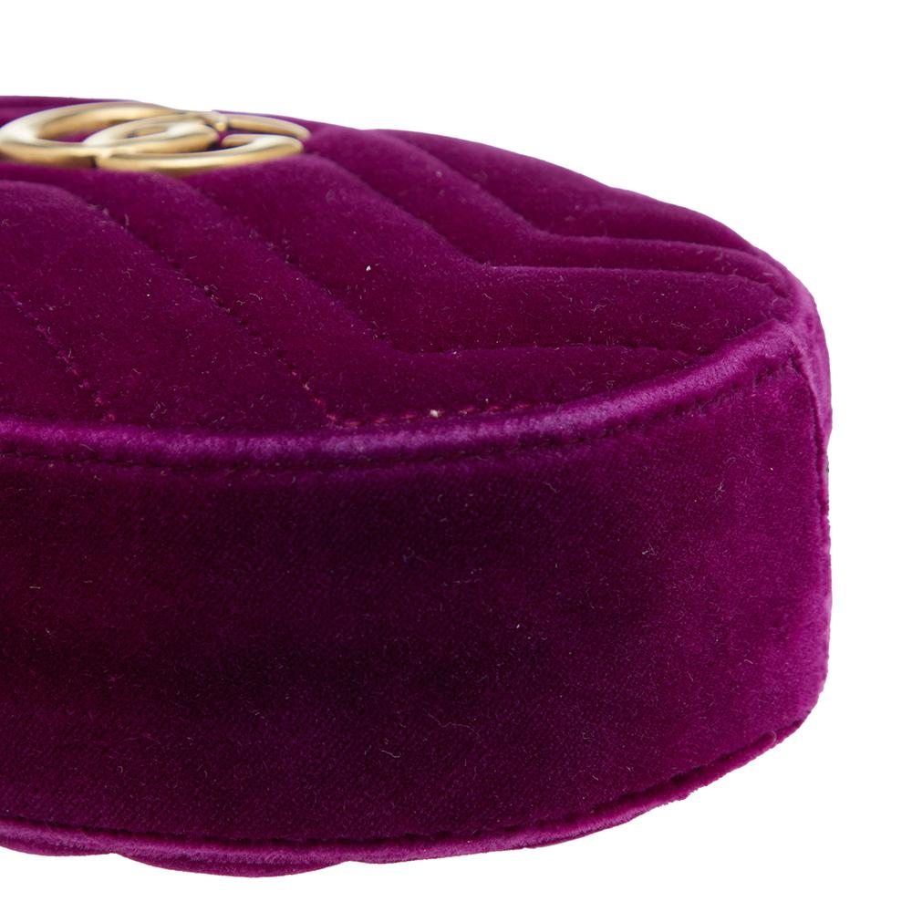 Gucci Purple Matelassé Velvet GG Marmont Belt Bag 7