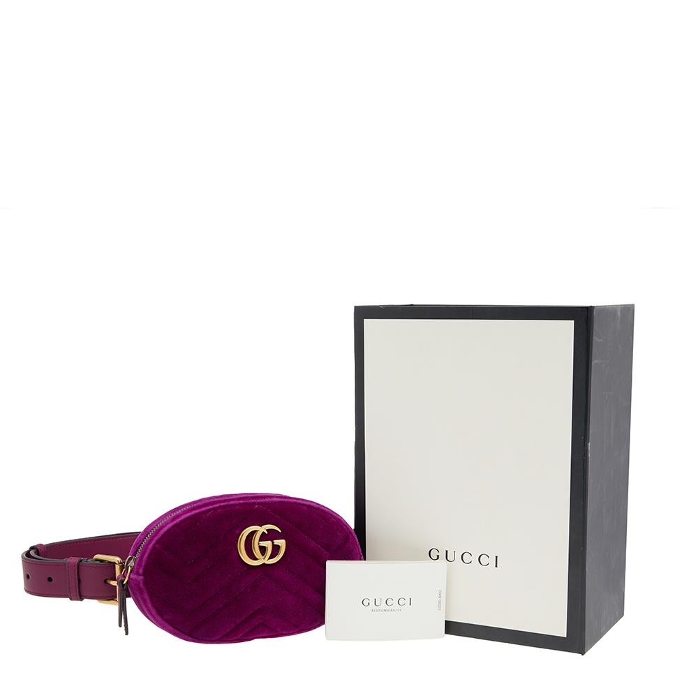 Gucci Purple Matelassé Velvet GG Marmont Belt Bag 8