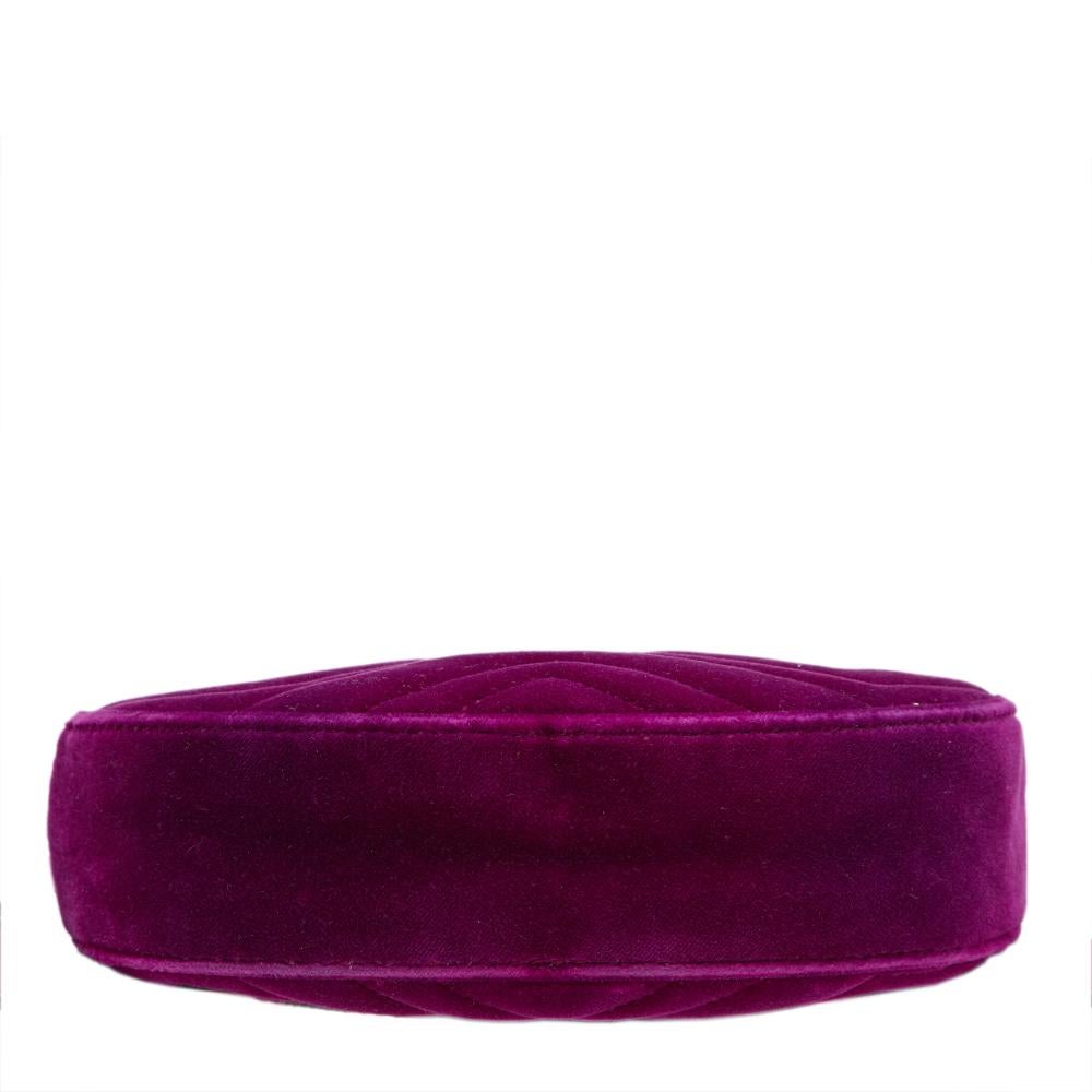 Gucci Purple Matelassé Velvet GG Marmont Belt Bag 1