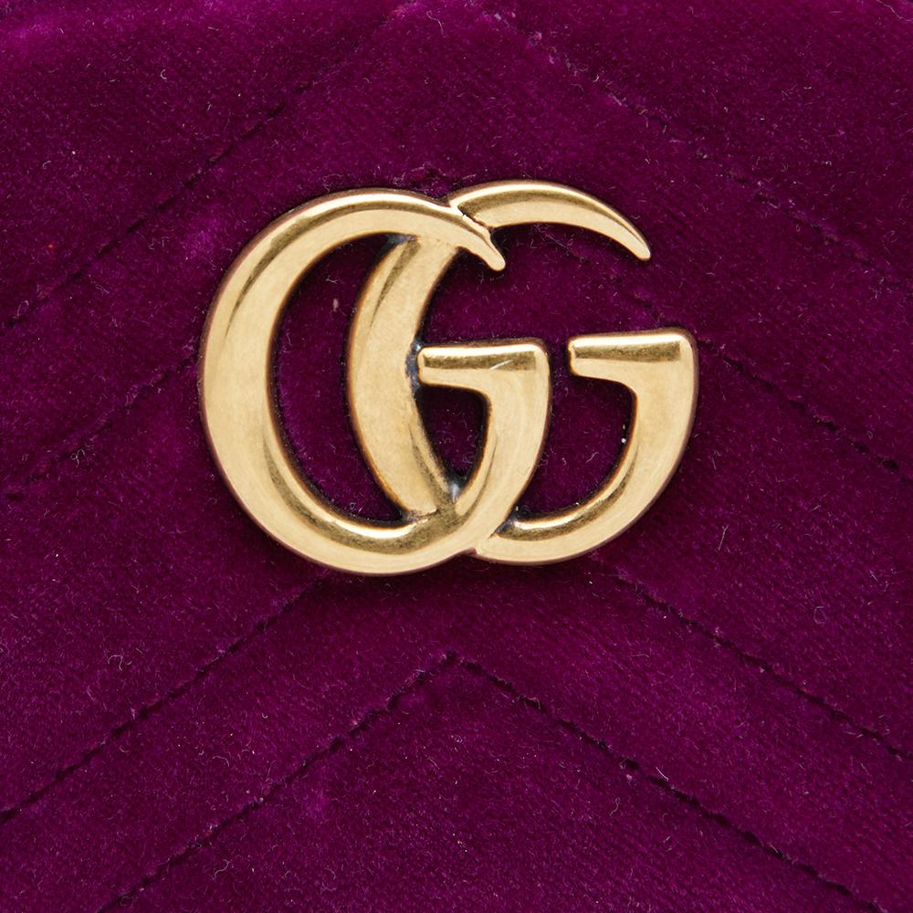 Gucci Purple Matelassé Velvet GG Marmont Belt Bag 5