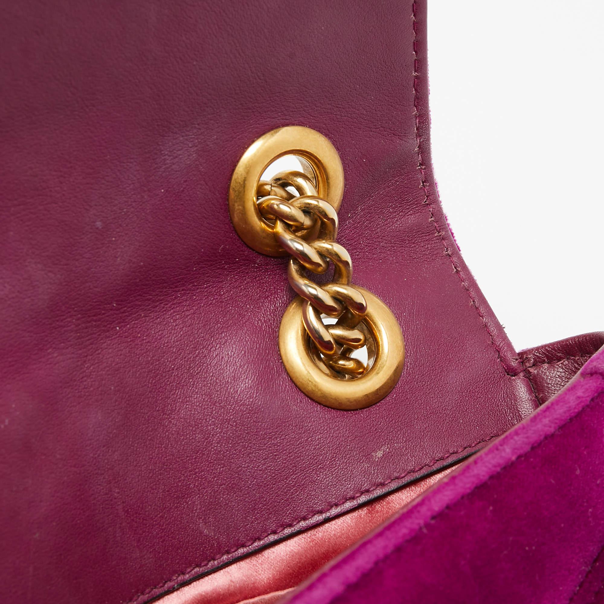 Gucci Purple Matelassé Velvet Small GG Marmont Shoulder Bag 7
