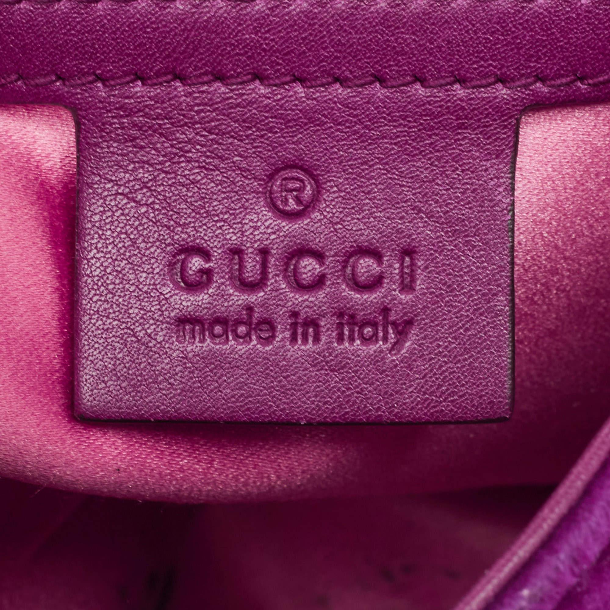 Women's Gucci Purple Matelassé Velvet Small GG Marmont Shoulder Bag For Sale