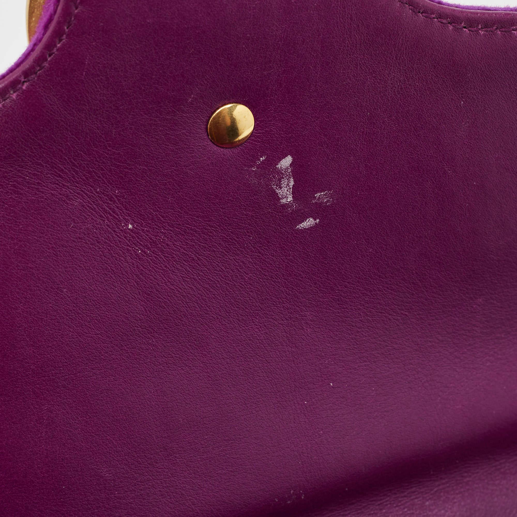 Gucci Purple Matelassé Velvet Small GG Marmont Shoulder Bag For Sale 2