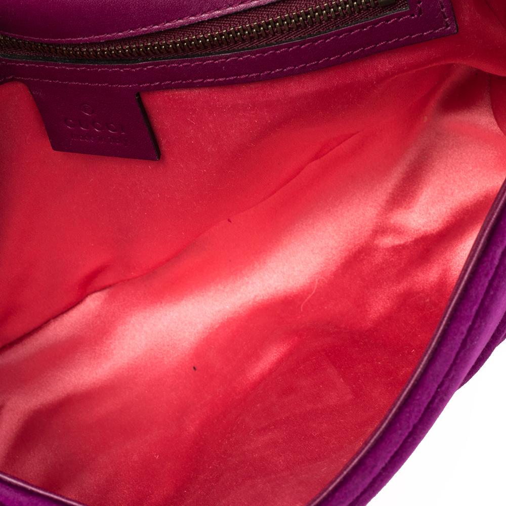 Gucci Purple Matelassé Velvet Small GG Marmont Shoulder Bag 2