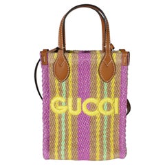 Gucci Purple Multicolor Jute Logo Mini Tote Bag