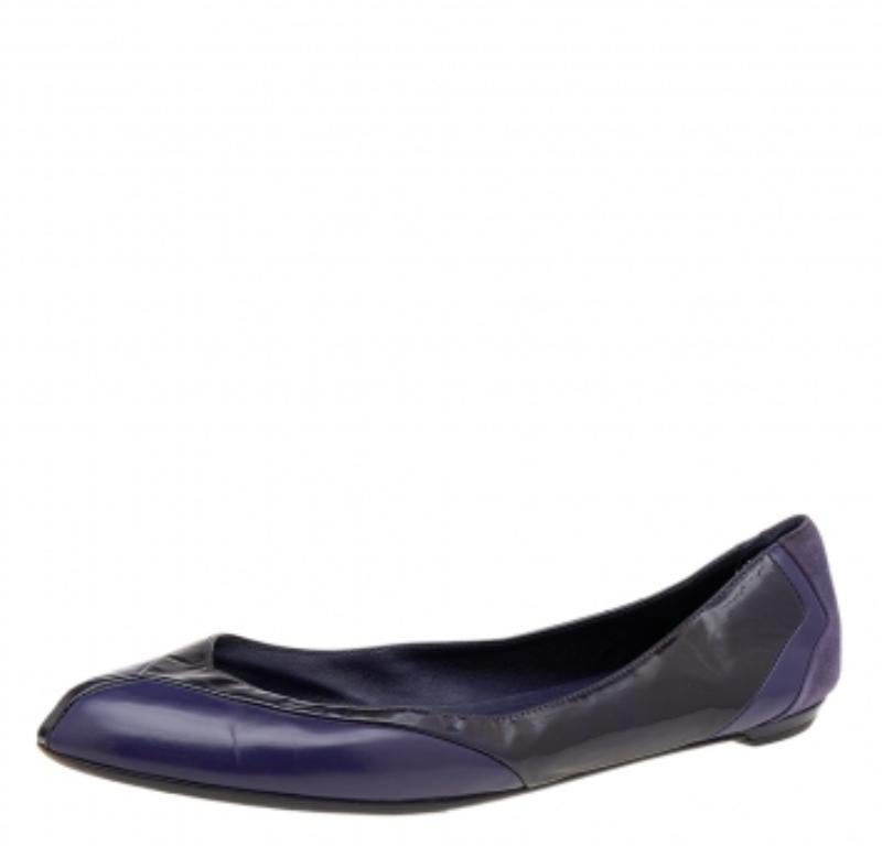 De las mujeres Bailarinas de charol y ante morado Gucci talla 38 en venta