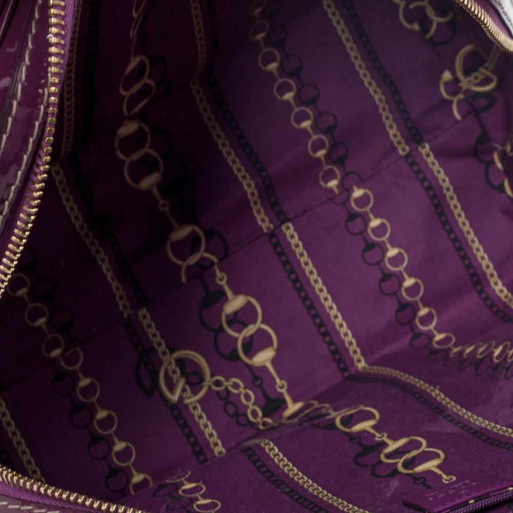 Gucci Purple Patent Leather Boston Bag 5
