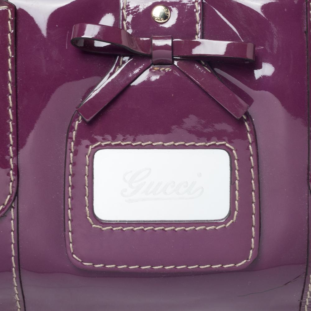 Gucci Purple Patent Leather Boston Bag 6